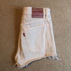 Levi’s High Rise White Denim Shorts